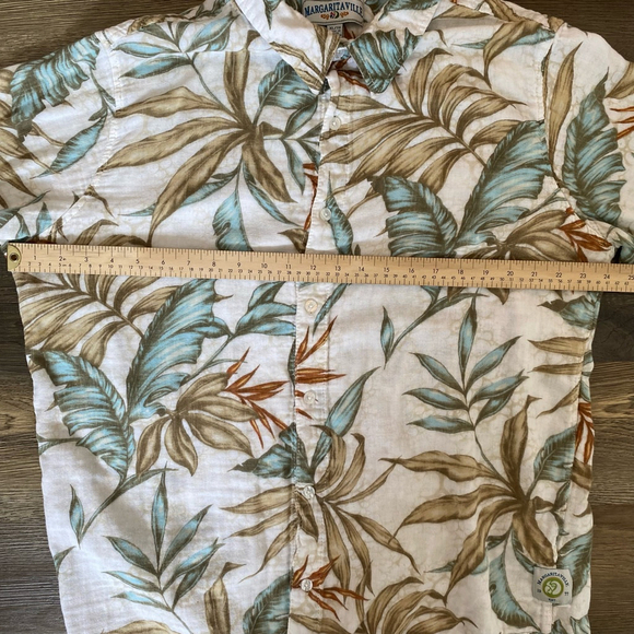 Margaritaville Shirt Extra Large White Brown Button Up Large Leaf Print Soft - Picture 5 of 16